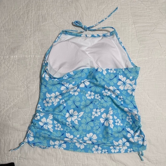 Hibiscus tankinie set blue white new no tag XL floral - Picture 3 of 9